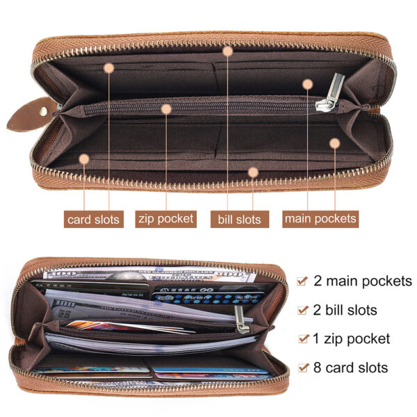 Genuine Leather Long Wallets for Men - Image 5