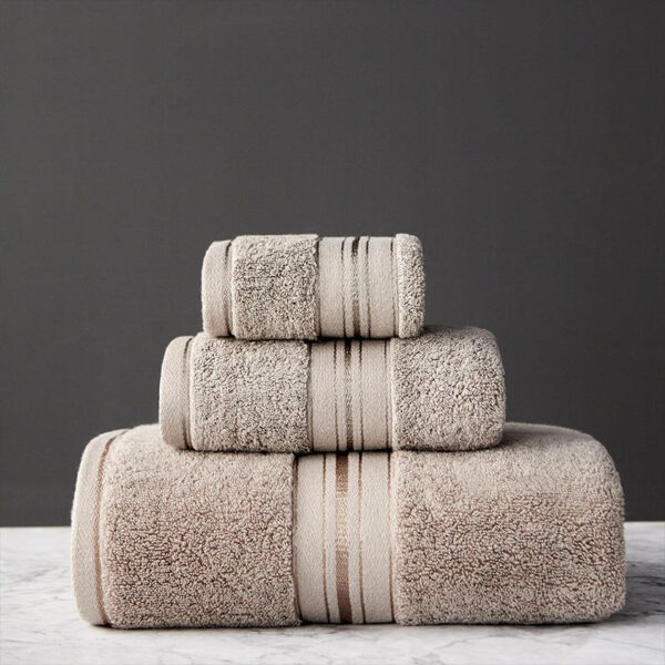 Pure Color Thick Cotton Bath Towel Set - Image 5