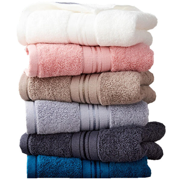 Pure Color Thick Cotton Bath Towel Set - Image 4