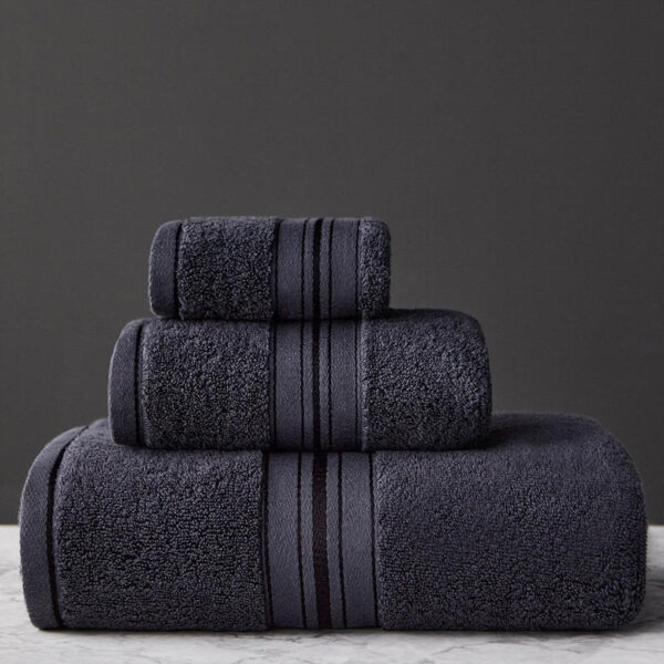 Pure Color Thick Cotton Bath Towel Set - Image 7