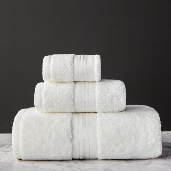 Pure Color Thick Cotton Bath Towel Set - Image 6