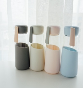400ML Portable Silicone Glass Water Bottle