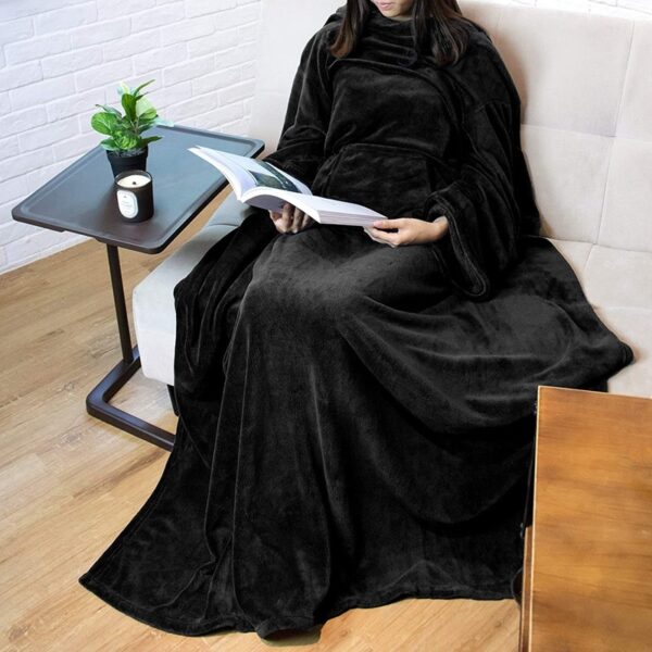 Warm Blanket Long Coral Fleece Blanket With Sleeves - Image 5